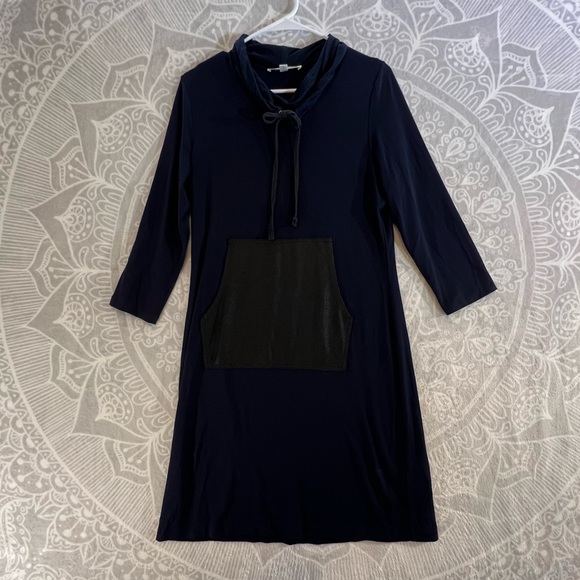 Karen Kane Dresses & Skirts - 💚👗KAREN KANE DRESS SWEATSHIRT STYLE POCKET NAVY BLACK COWL NECK M MEDIUM 0029
